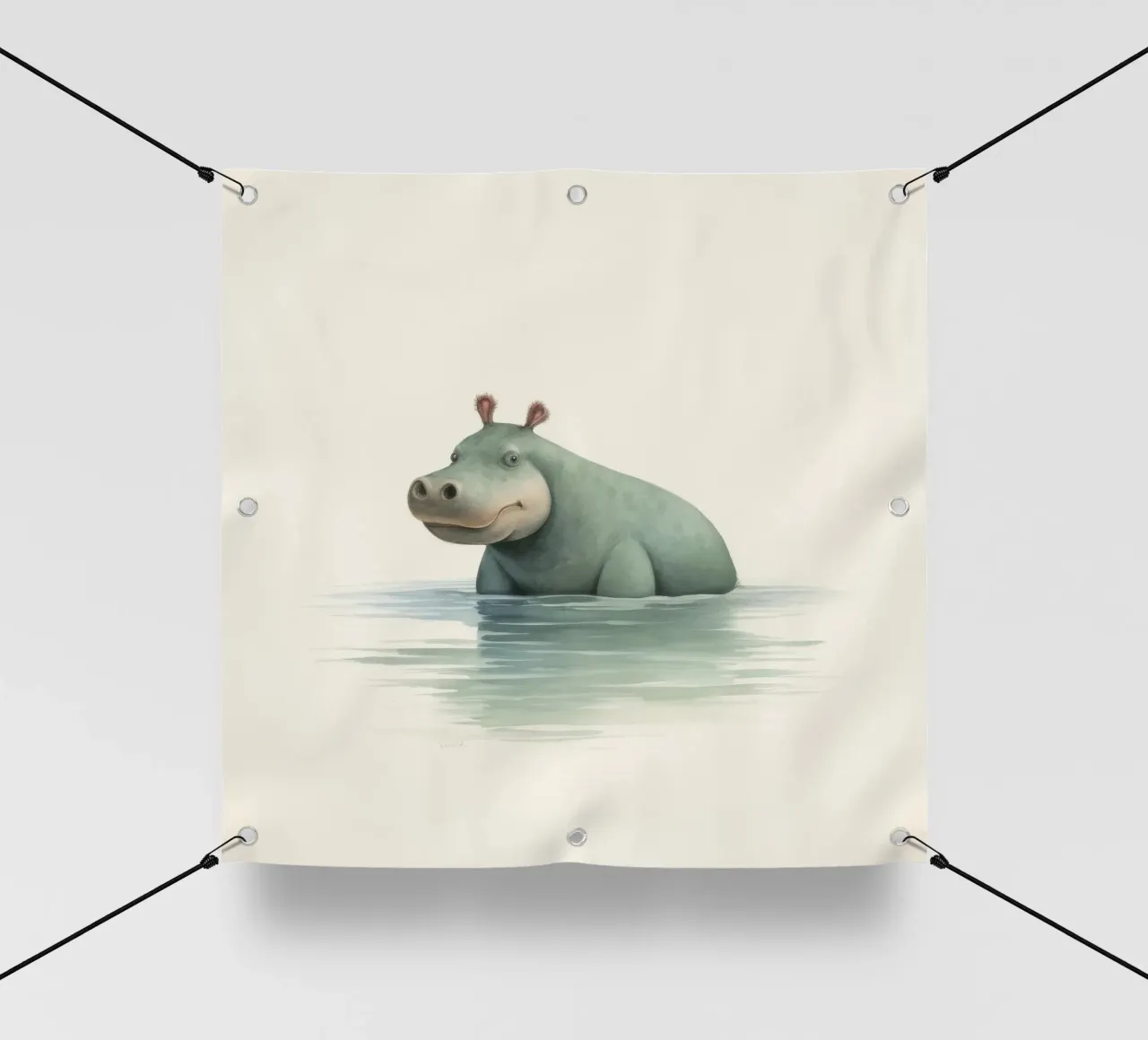 Ippopotamo minimo 3 telo in pvc da Minimal Animal Art