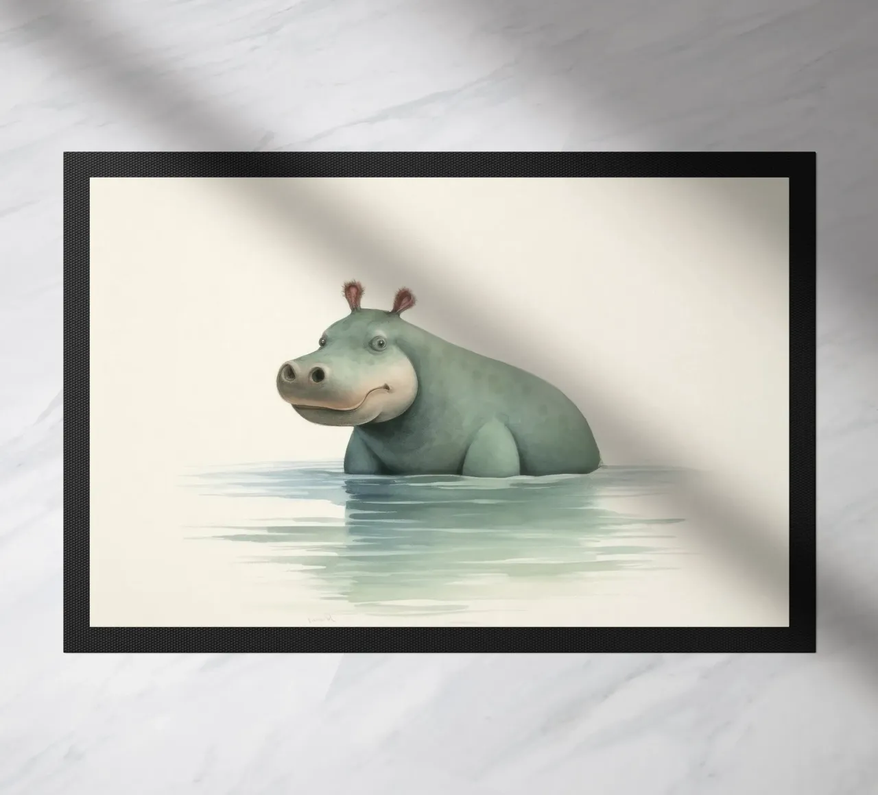 Ippopotamo minimo 3 zerbino da Minimal Animal Art
