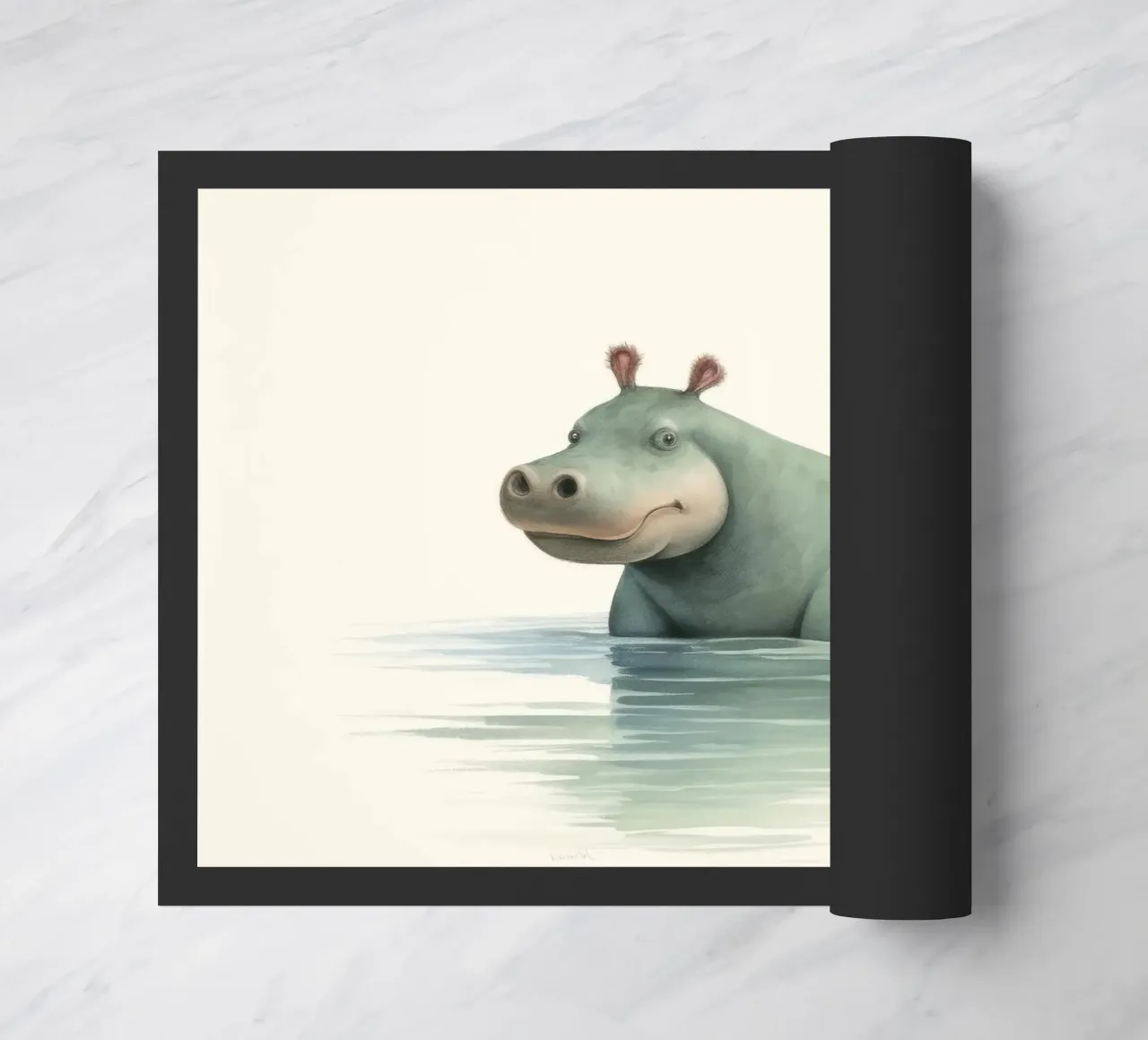 Ippopotamo minimo 3 zerbino da Minimal Animal Art