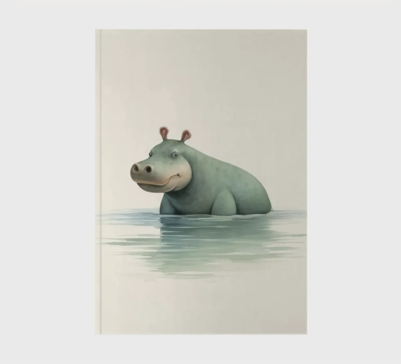 Minimal Hippopotamus 3 notebook by Minimal Animal Art