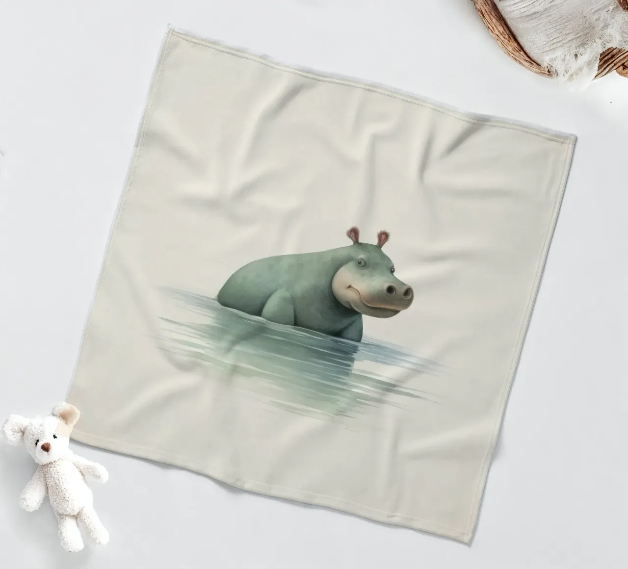 Ippopotamo minimo 3 coperta in pile da Minimal Animal Art
