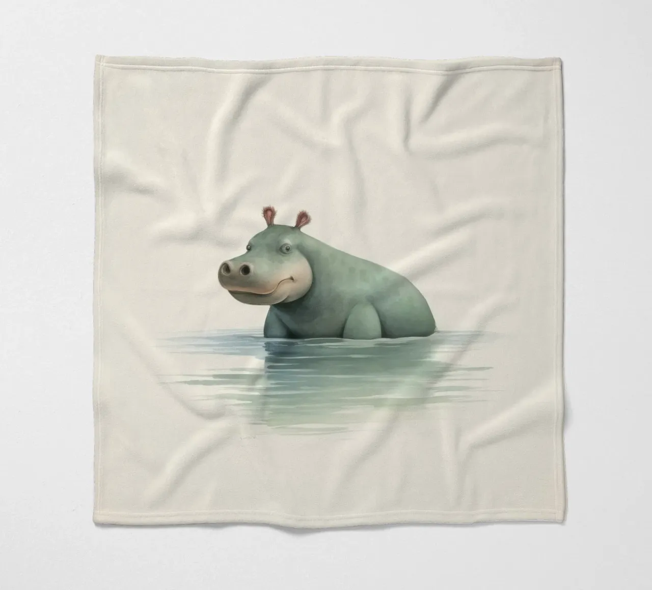 Ippopotamo minimo 3 coperta in pile da Minimal Animal Art
