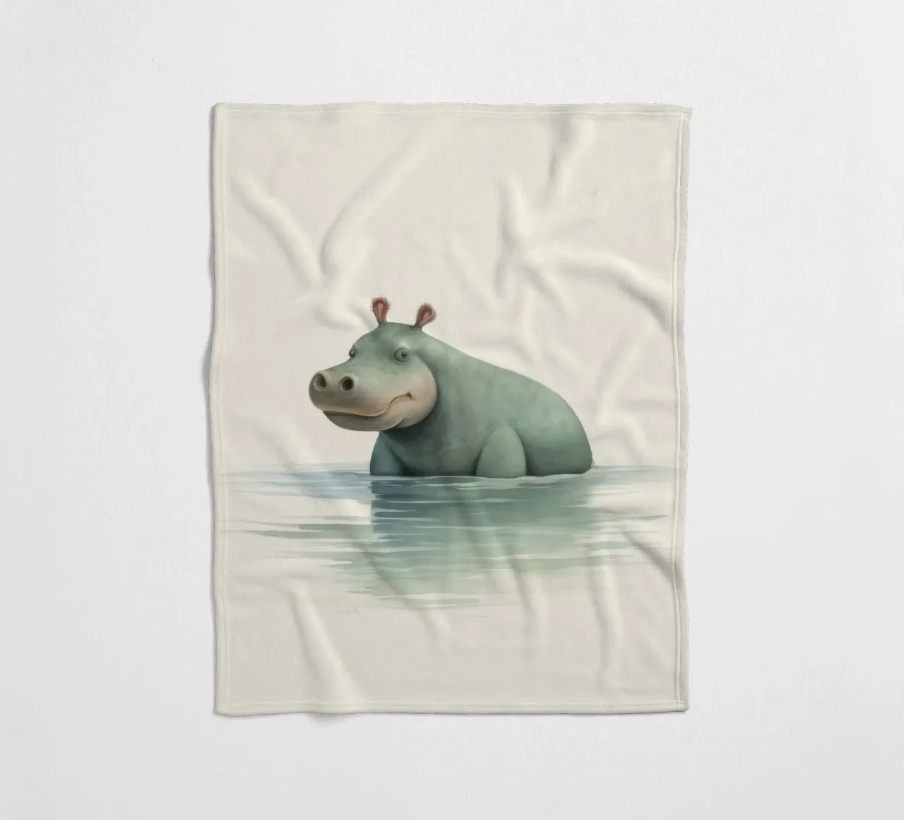 Ippopotamo minimo 3 coperta in pile da Minimal Animal Art