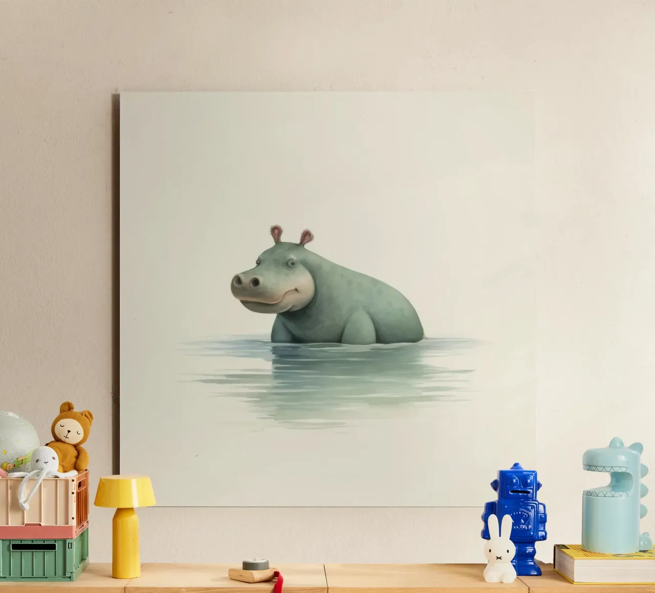 Ippopotamo minimo 3 alluminio dibond da Minimal Animal Art