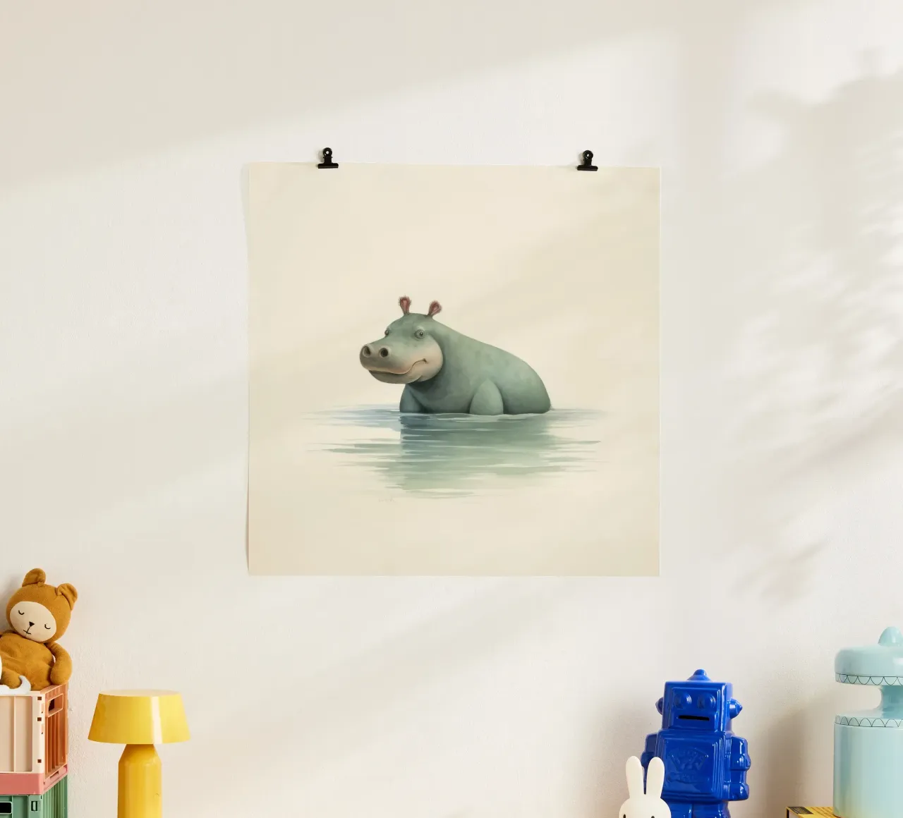 Ippopotamo minimo 3 carta hahnemühle da Minimal Animal Art