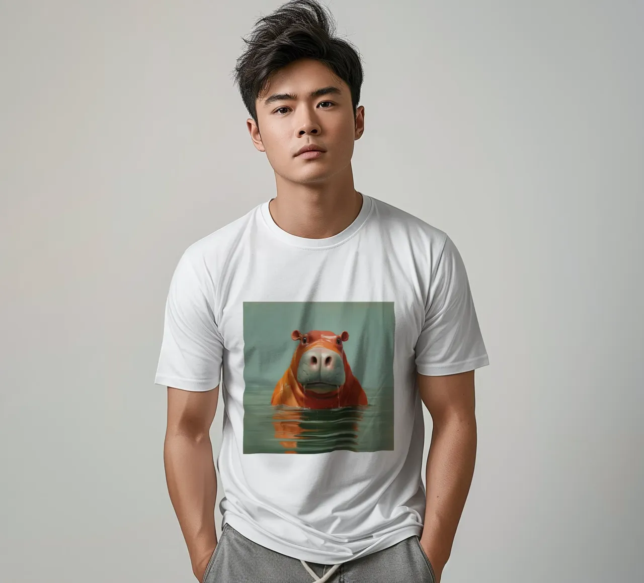 Ippopotamo minimo 4 t-shirt da Minimal Animal Art