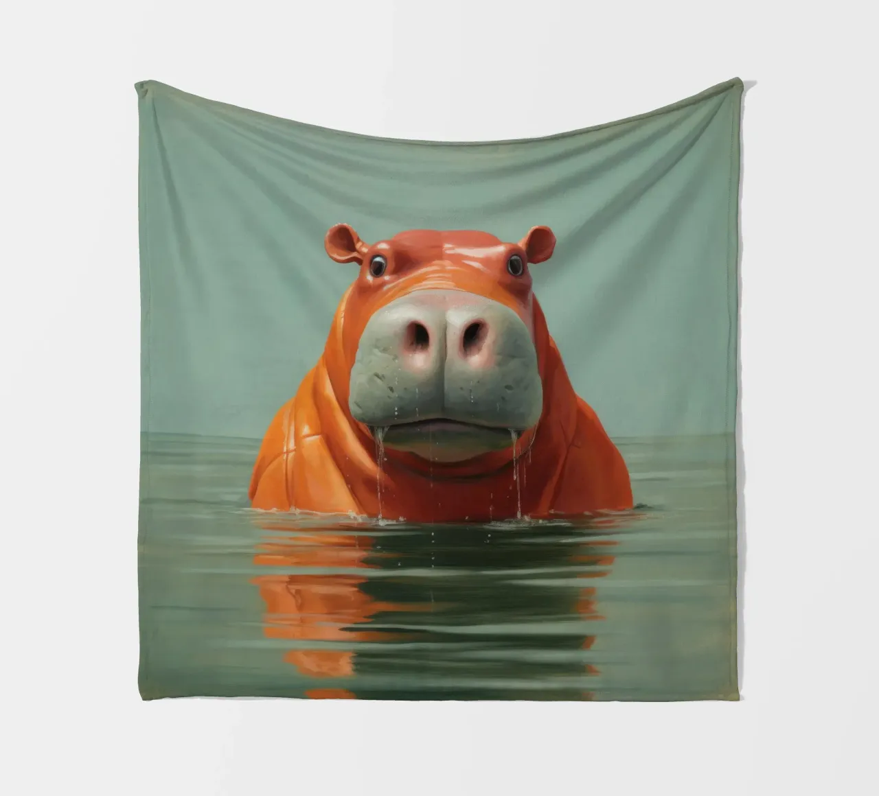 Ippopotamo minimo 4 coperta in pile da Minimal Animal Art