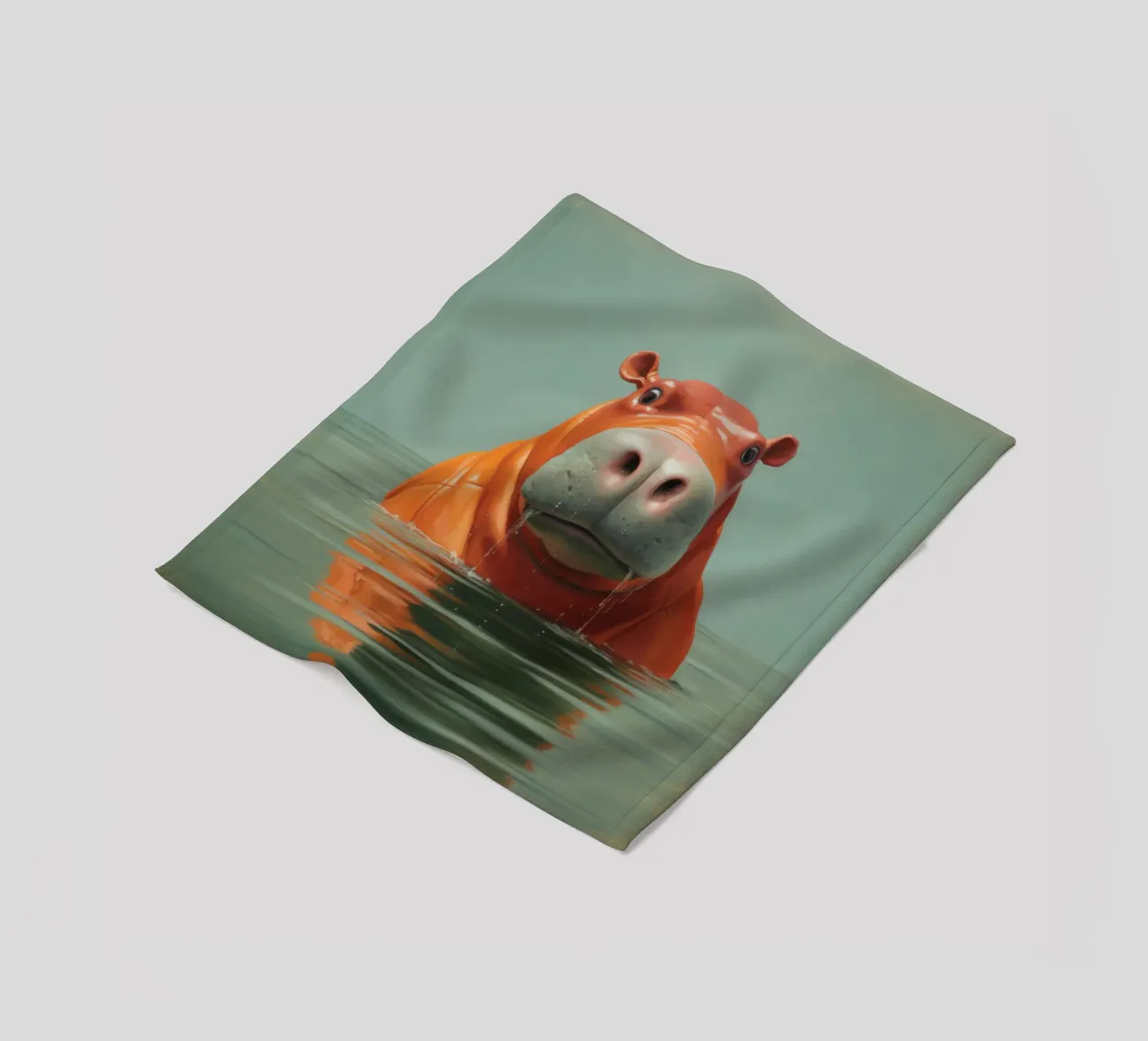 Ippopotamo minimo 4 coperta in pile da Minimal Animal Art