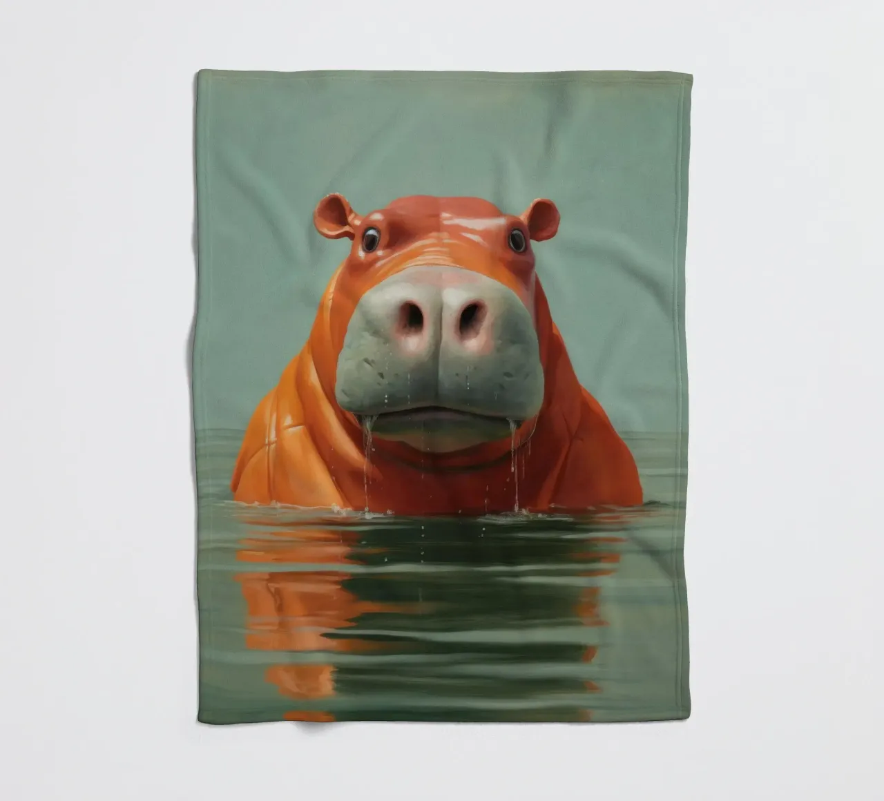 Ippopotamo minimo 4 coperta in pile da Minimal Animal Art