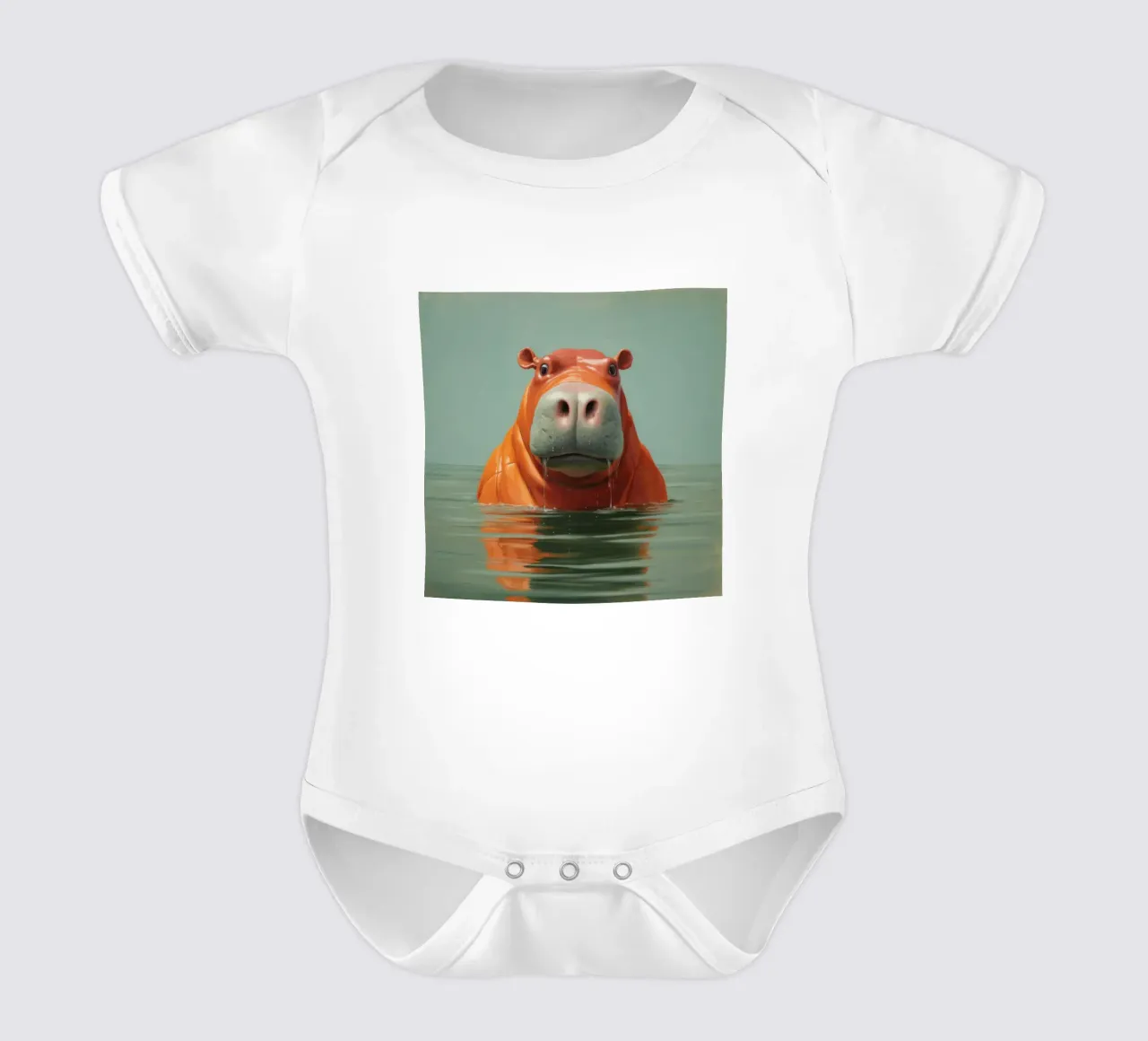 Ippopotamo minimo 4 body neonato maniche corte da Minimal Animal Art