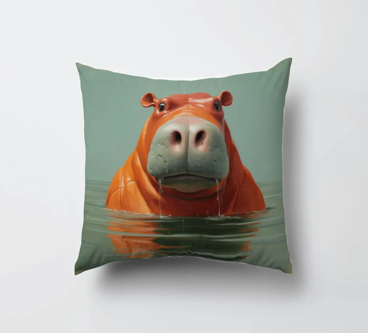 Ippopotamo minimo 4 cuscino da Minimal Animal Art