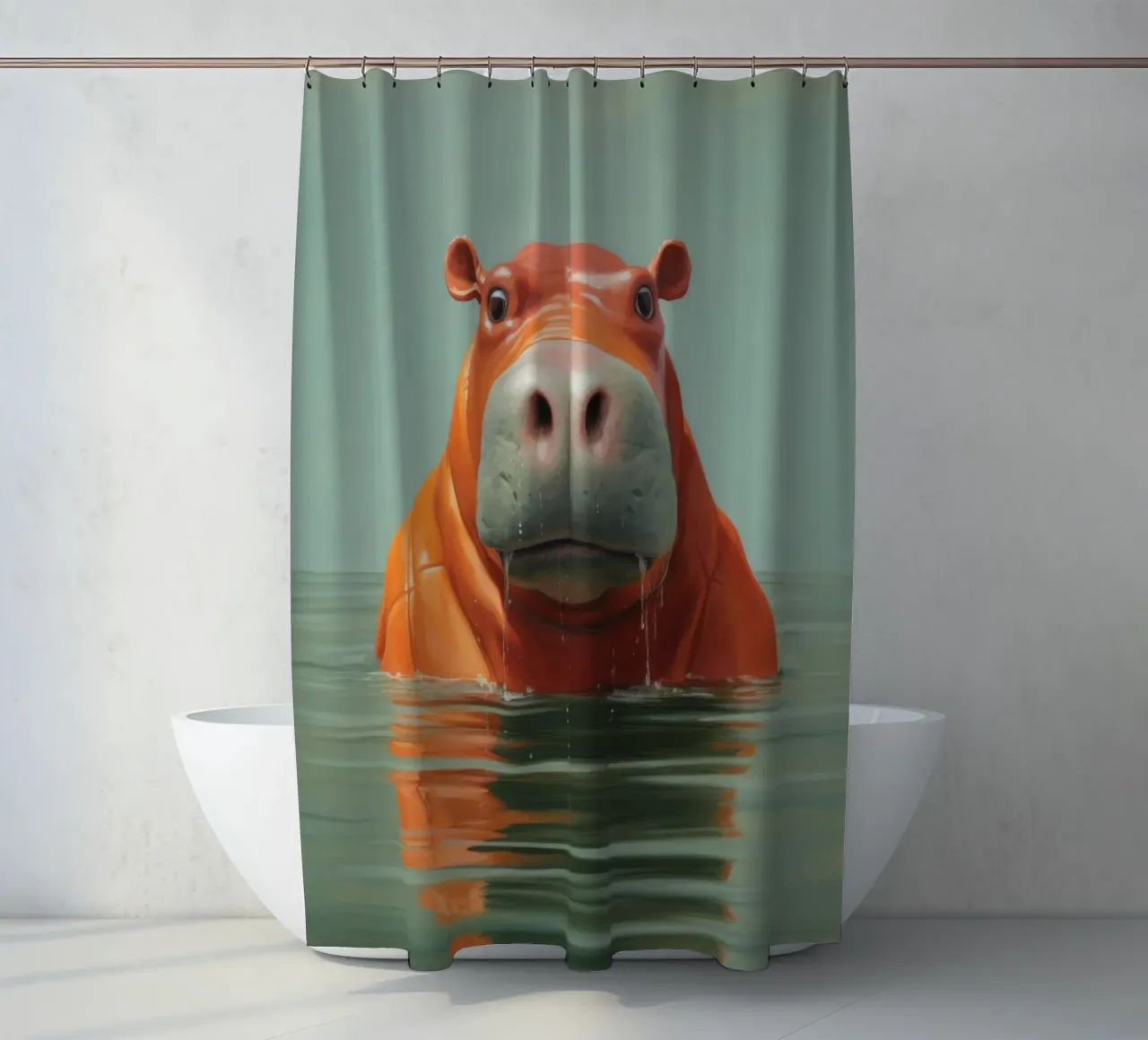 Minimal Nilpferd 4 Duschvorhang von Minimal Animal Art