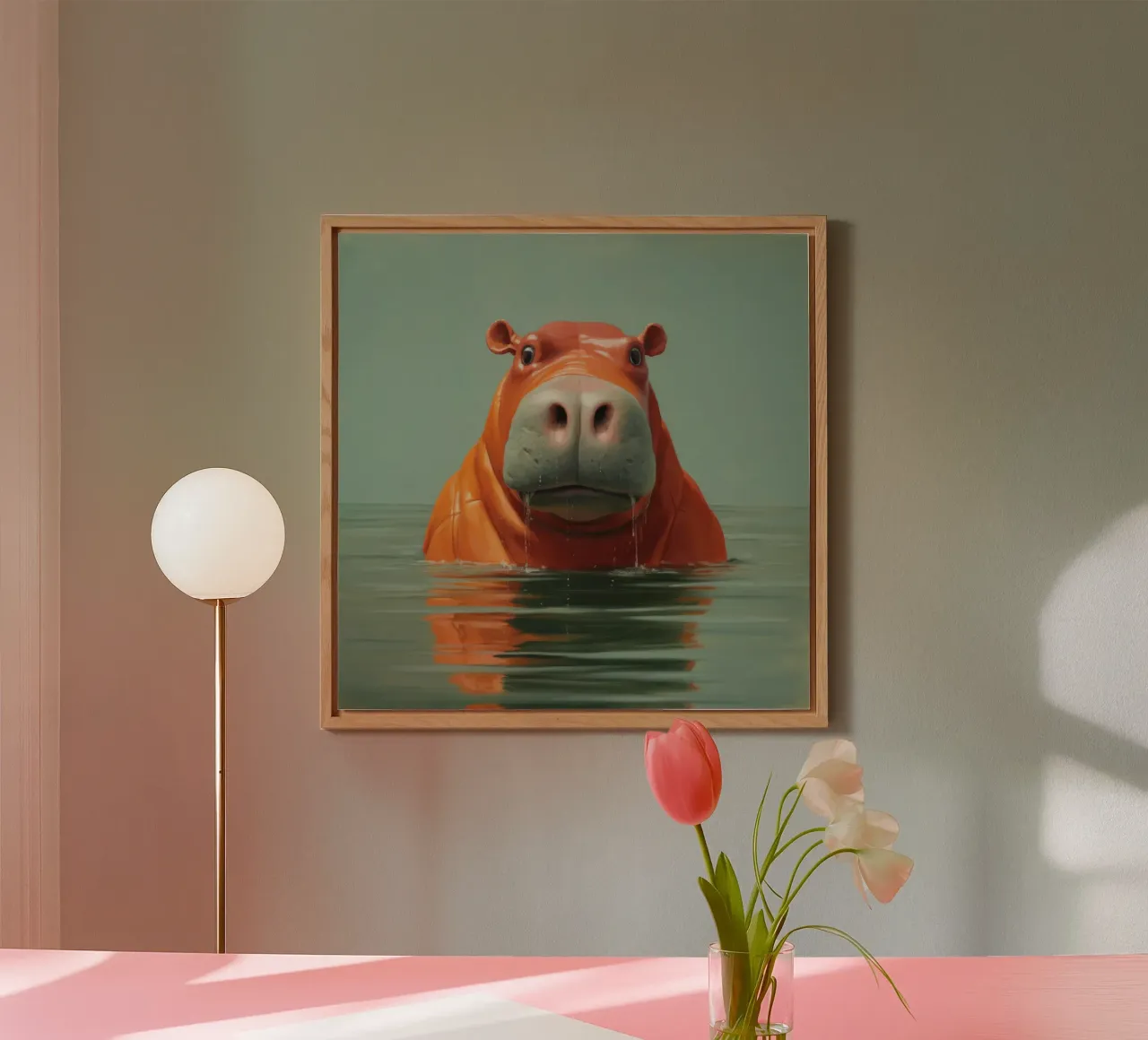 Ippopotamo minimo 4 alluminio dibond da Minimal Animal Art