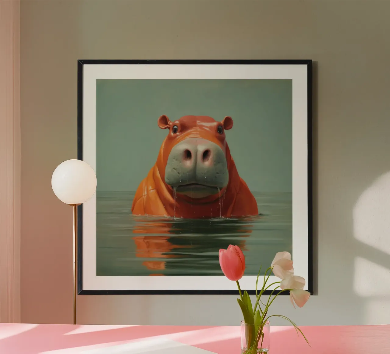 Ippopotamo minimo 4 carta hahnemühle da Minimal Animal Art