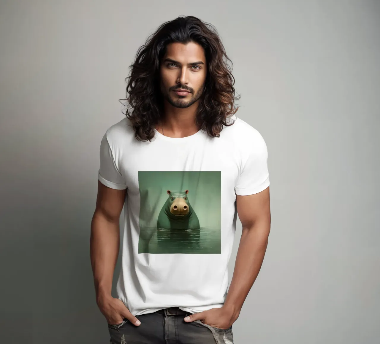 Ippopotamo minimo 1 t-shirt da Minimal Animal Art