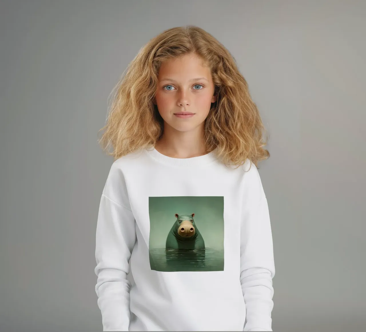 Ippopotamo minimo 1 felpa bambino da Minimal Animal Art