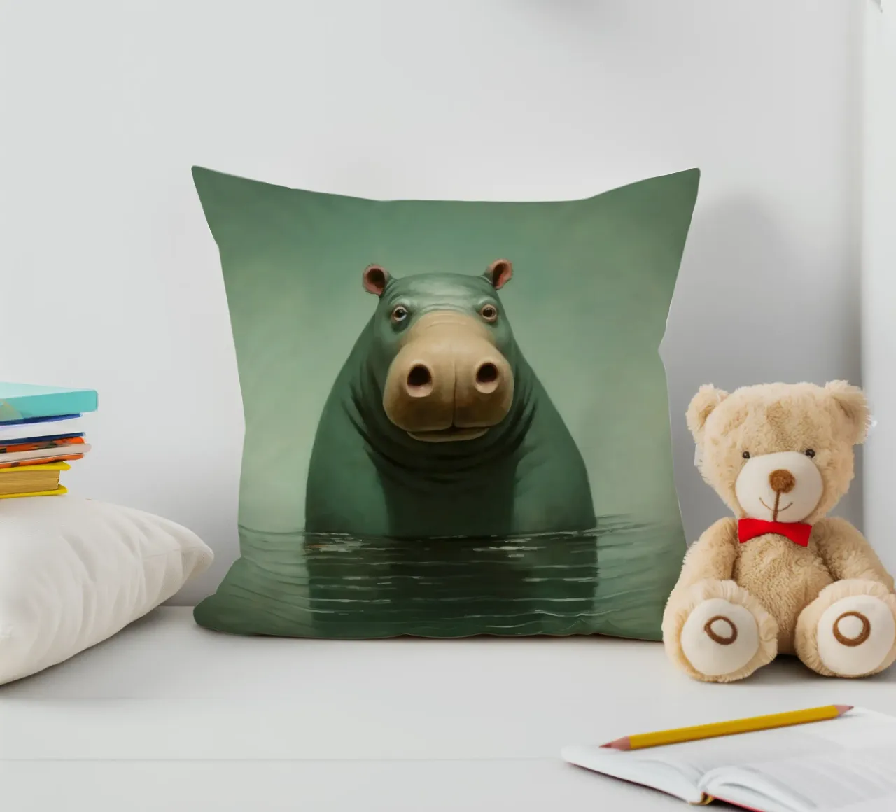 Ippopotamo minimo 1 cuscino da Minimal Animal Art