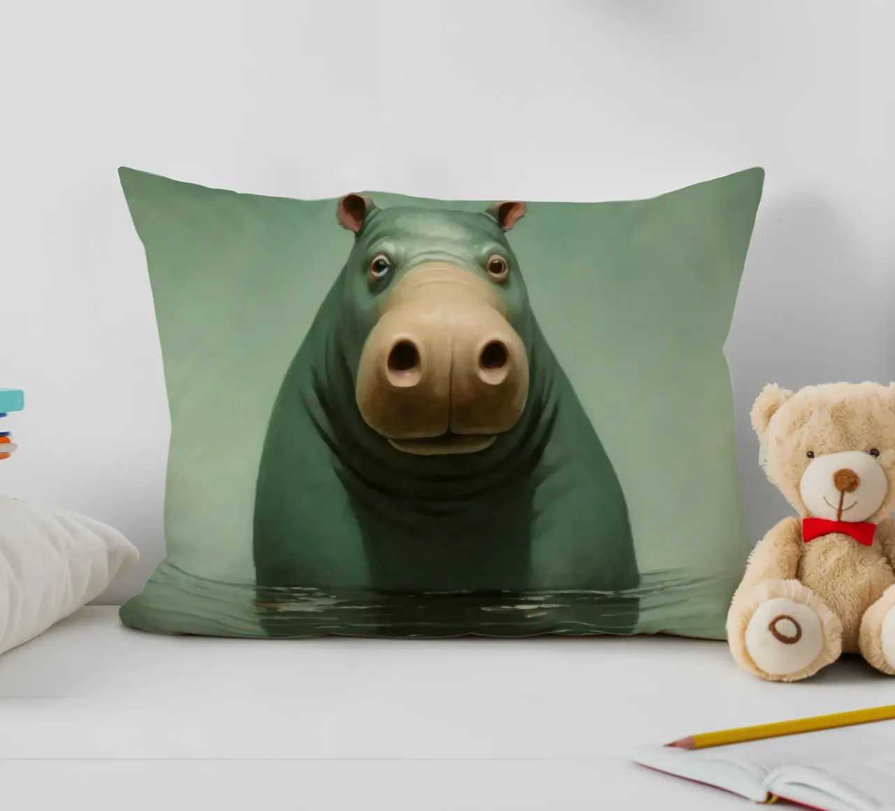 Ippopotamo minimo 1 cuscino da Minimal Animal Art