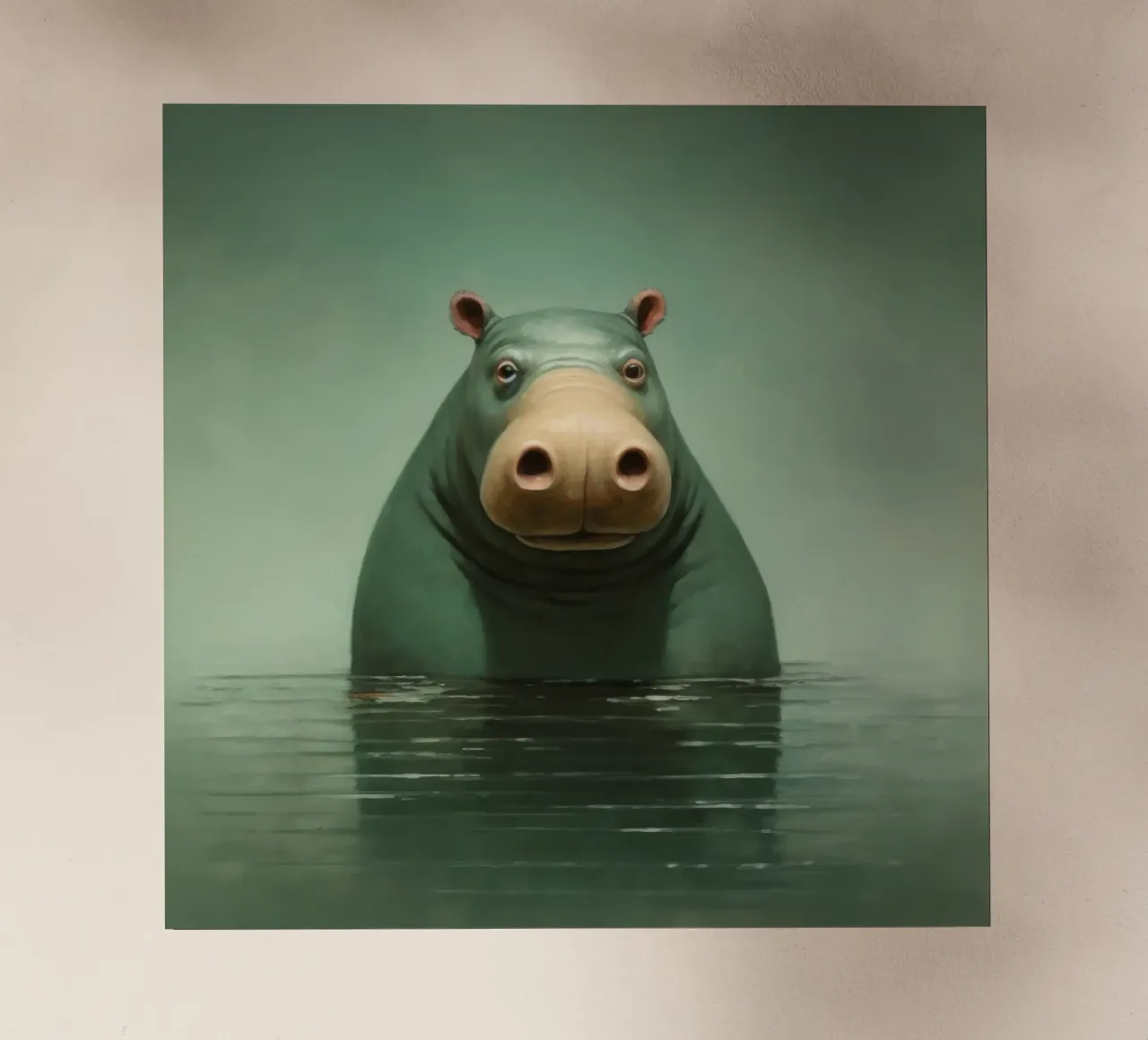 Ippopotamo minimo 1 pellicola backlit da Minimal Animal Art