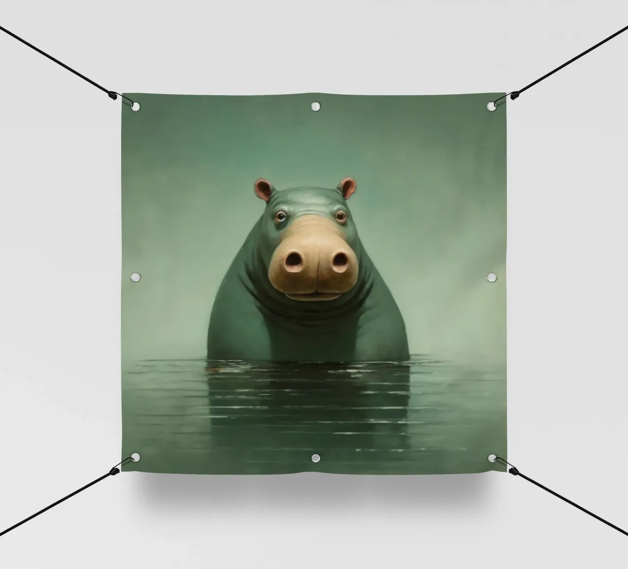 Ippopotamo minimo 1 telo in pvc da Minimal Animal Art