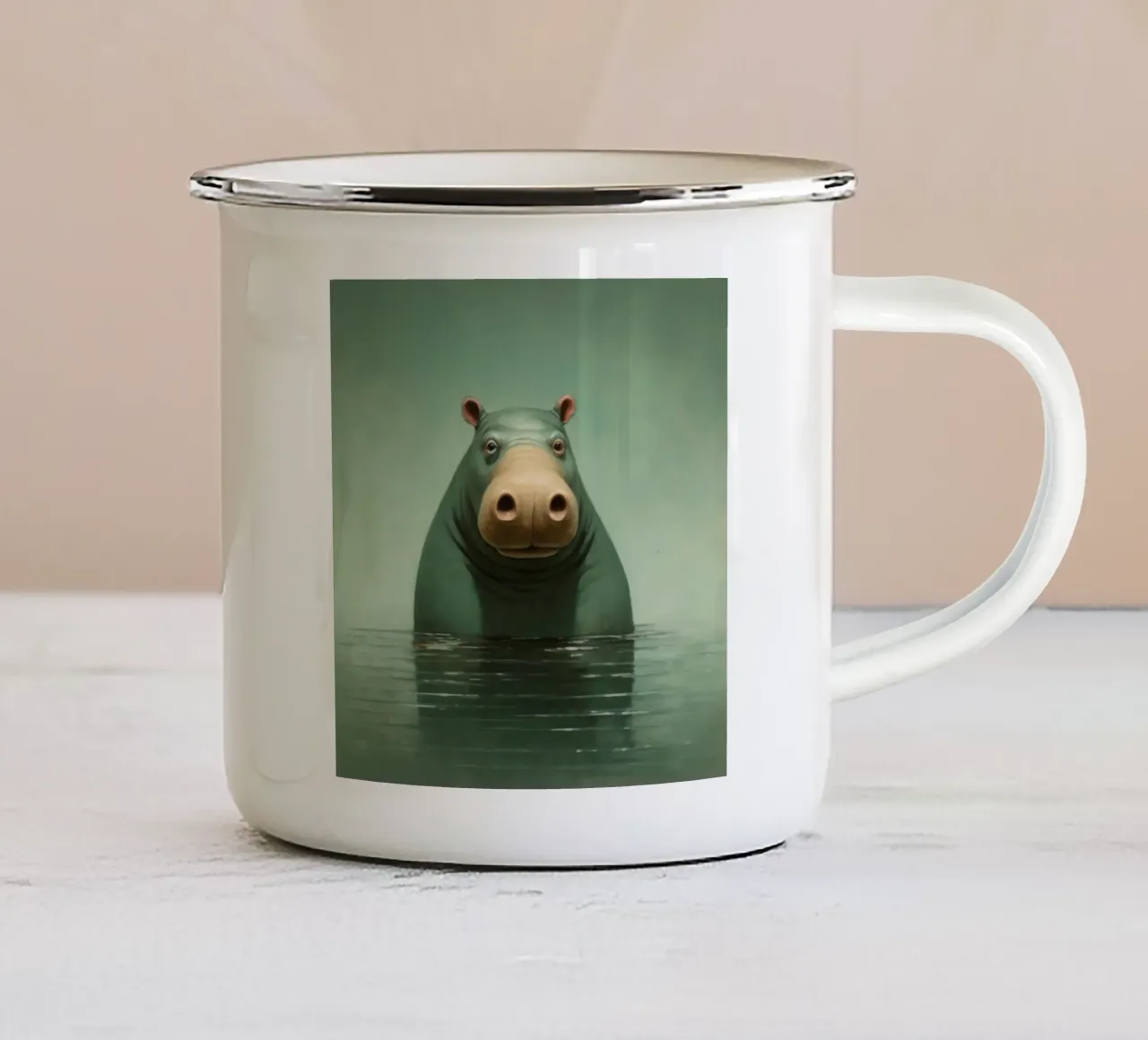 Ippopotamo minimo 1 tazza in smalto da Minimal Animal Art