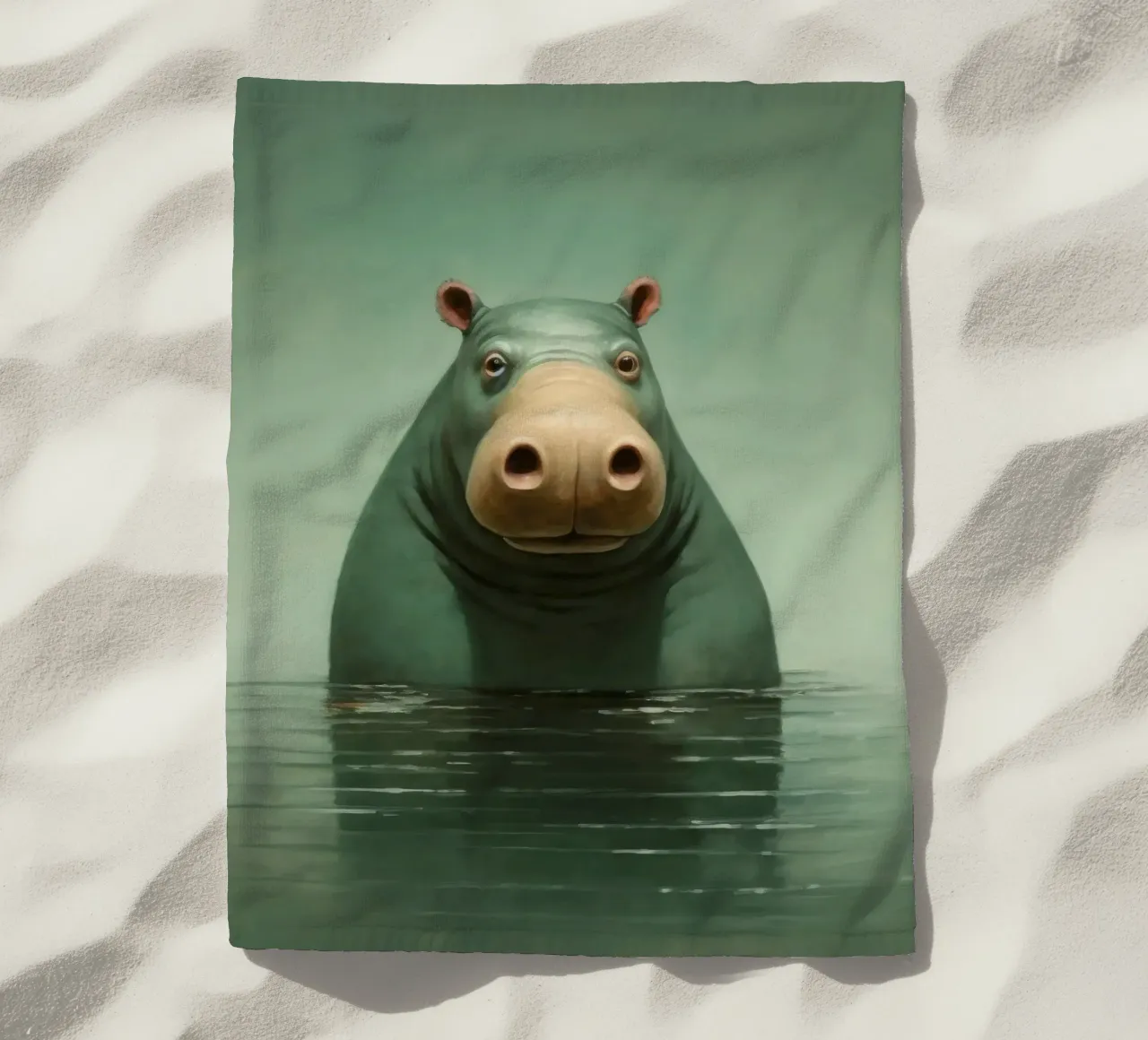 Ippopotamo minimo 1 telo mare da Minimal Animal Art