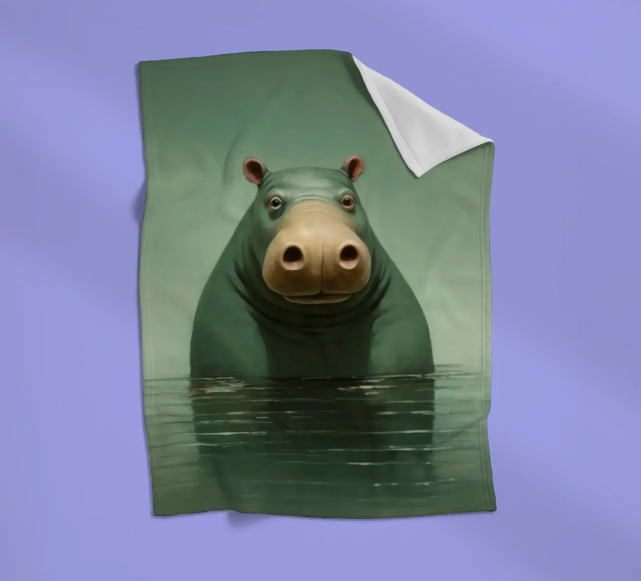 Ippopotamo minimo 1 coperta in pile da Minimal Animal Art