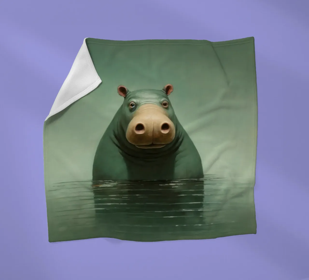 Ippopotamo minimo 1 coperta in pile da Minimal Animal Art