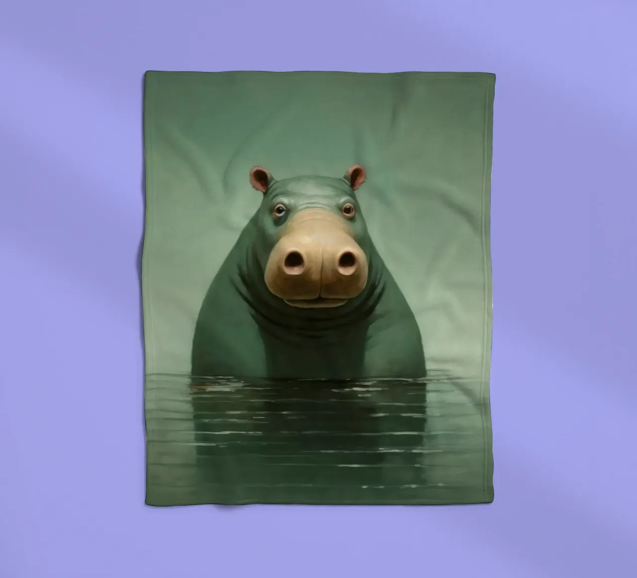 Ippopotamo minimo 1 coperta in pile da Minimal Animal Art