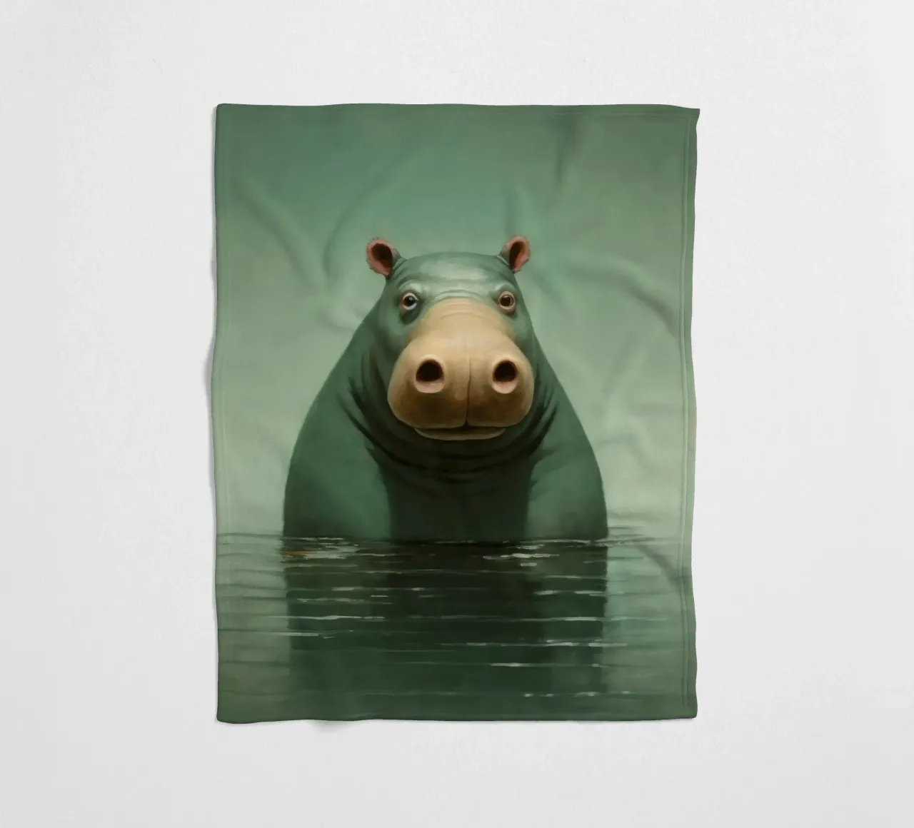 Ippopotamo minimo 1 coperta in pile da Minimal Animal Art