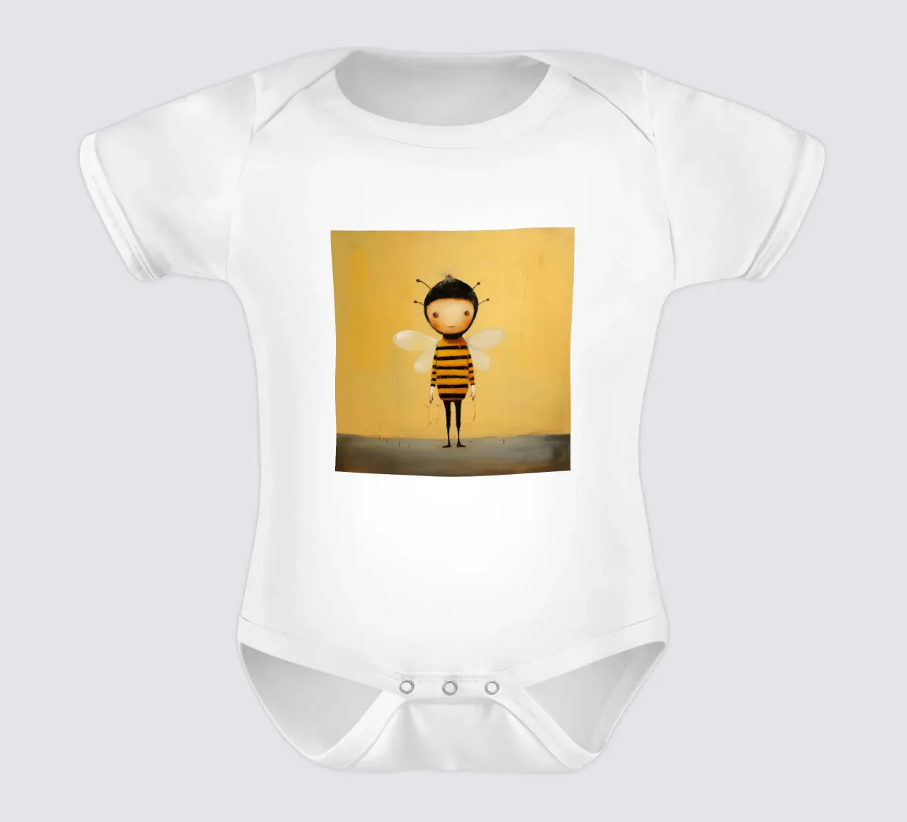Minimal Honeybee 3 short-sleeve baby romper by Minimal Animal Art