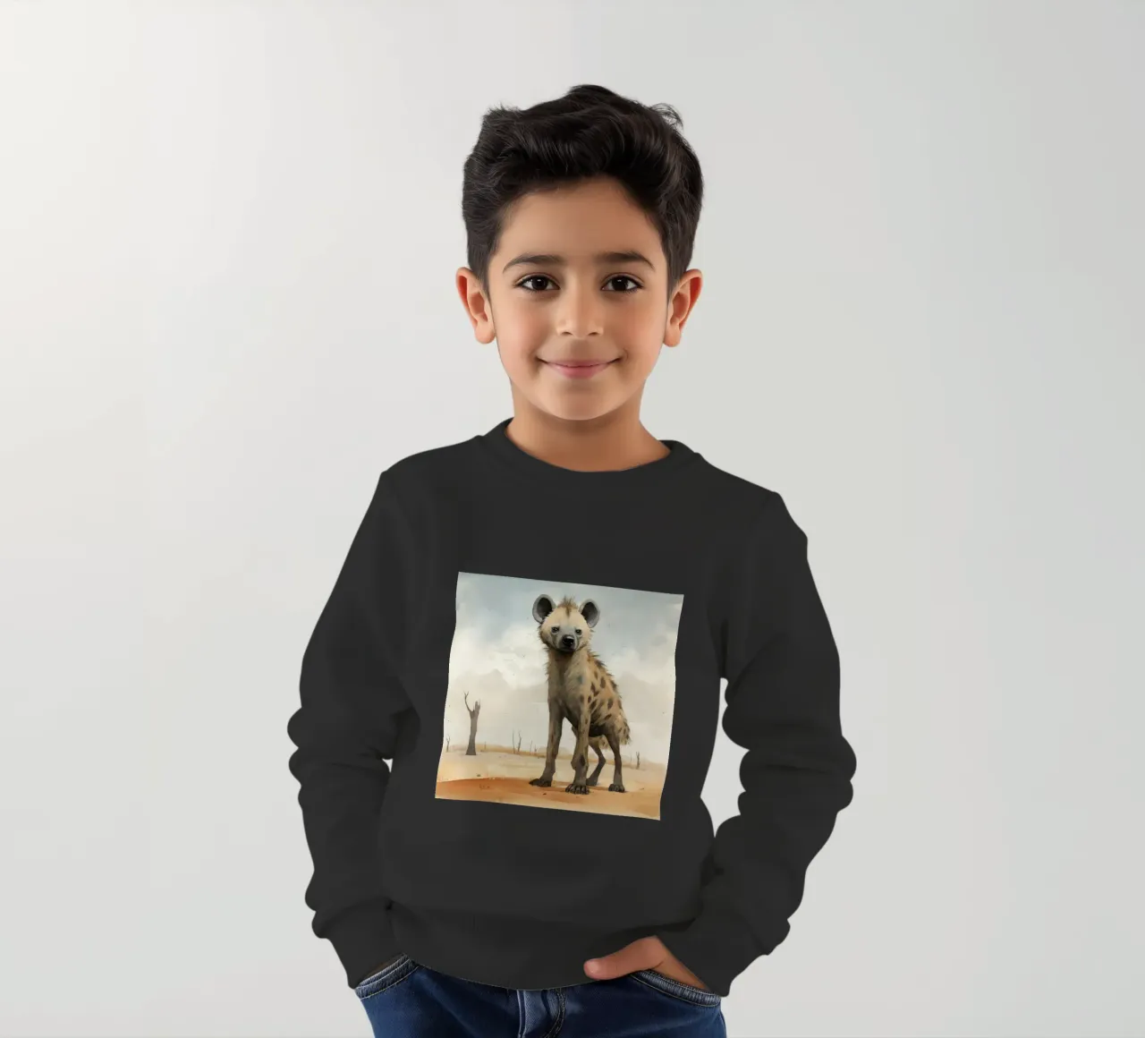 Minimale Hyena 2 kinder sweatshirt van Minimal Animal Art