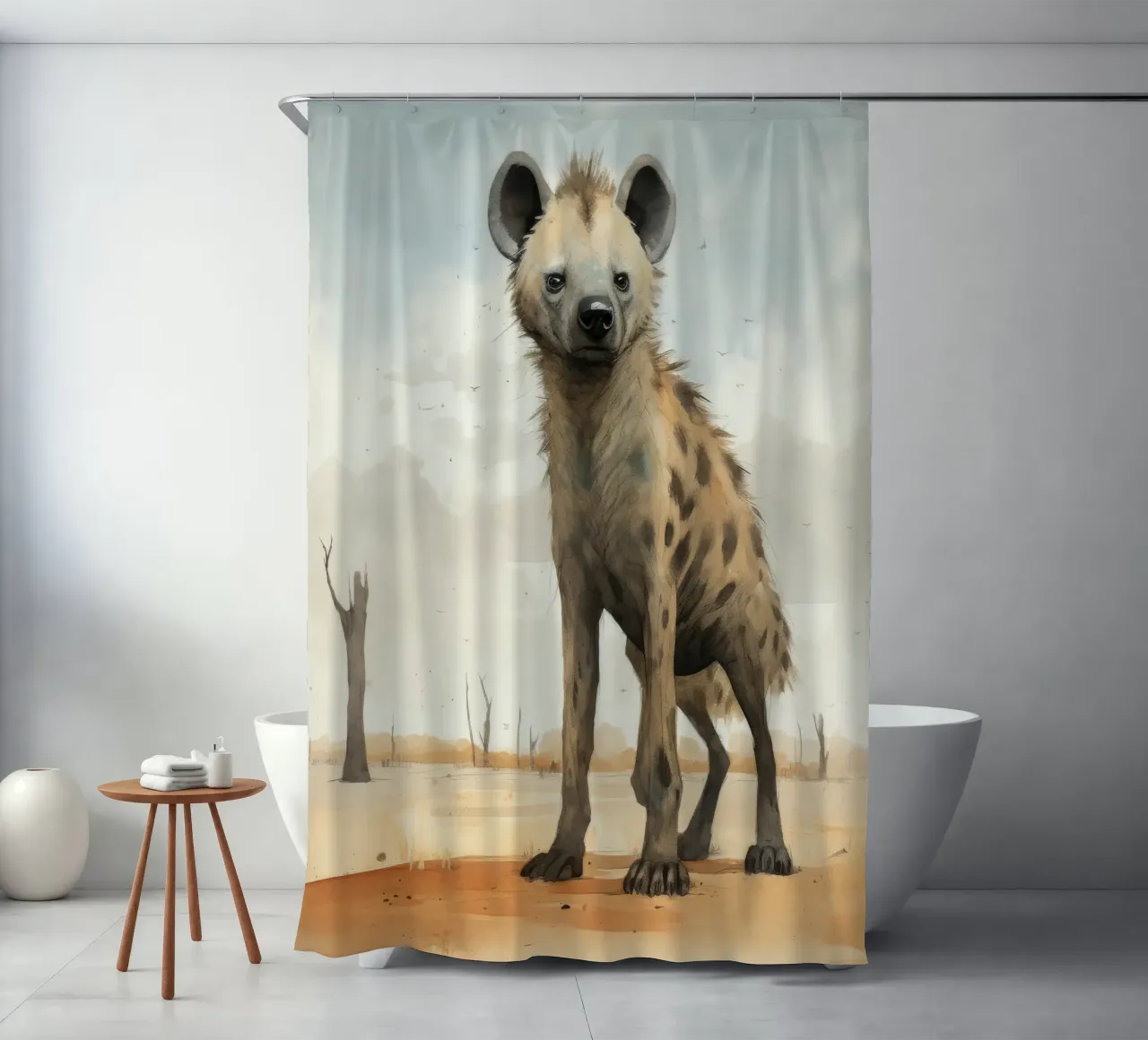 Minimal Hyäne 2 Duschvorhang von Minimal Animal Art