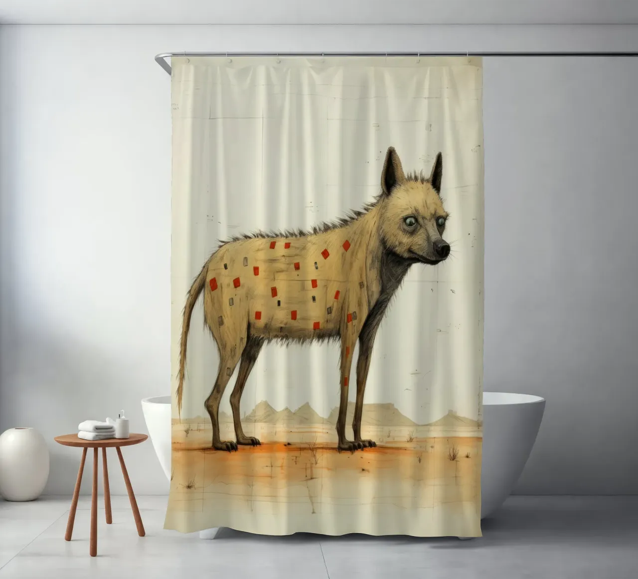 Minimal Hyäne 4 Duschvorhang von Minimal Animal Art