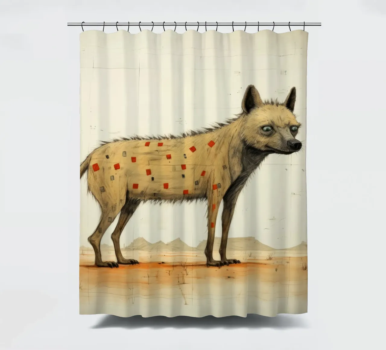 Minimal Hyäne 4 Duschvorhang von Minimal Animal Art
