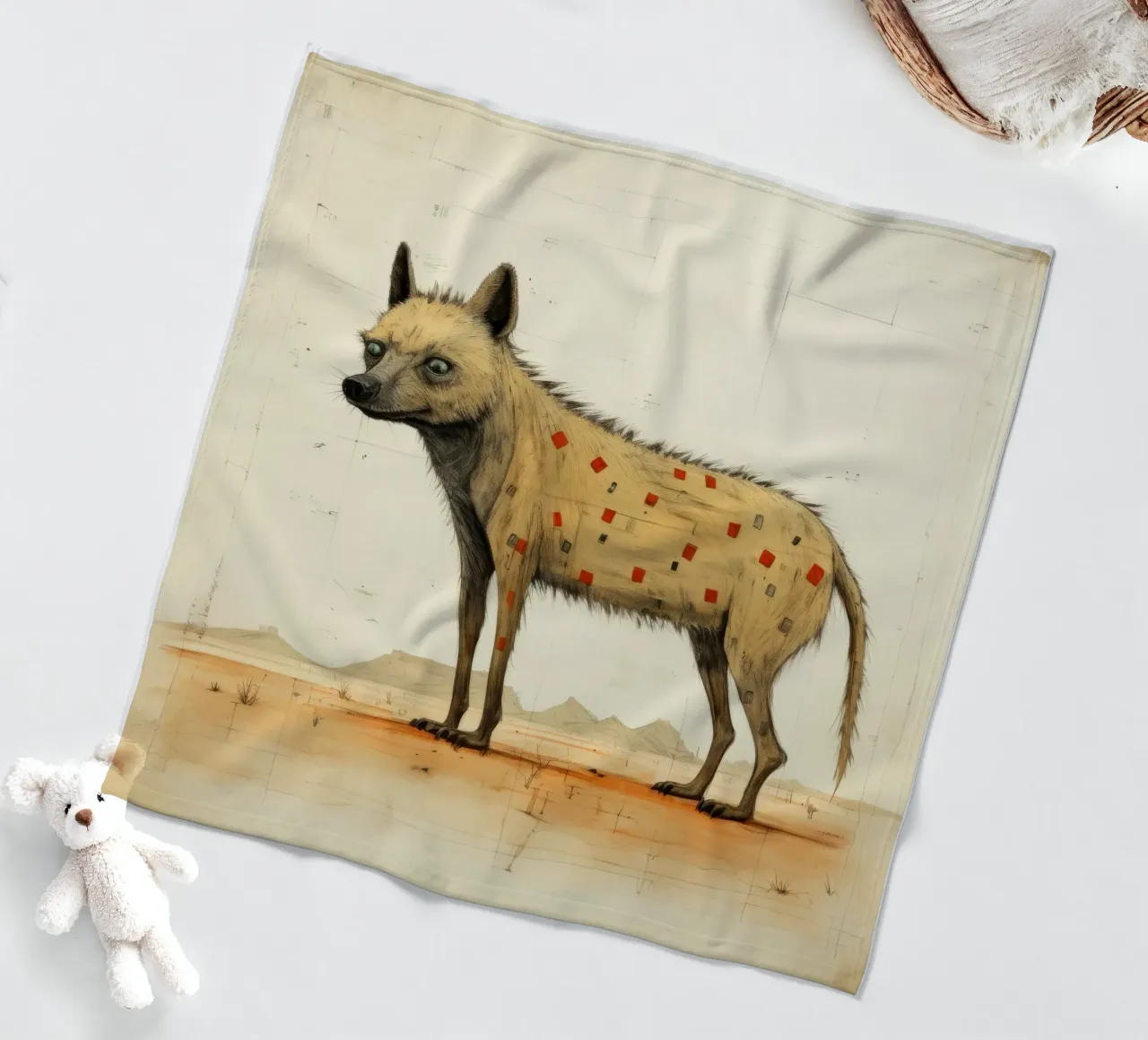 Minimal Hyäne Fleecedecke von Minimal Animal Art