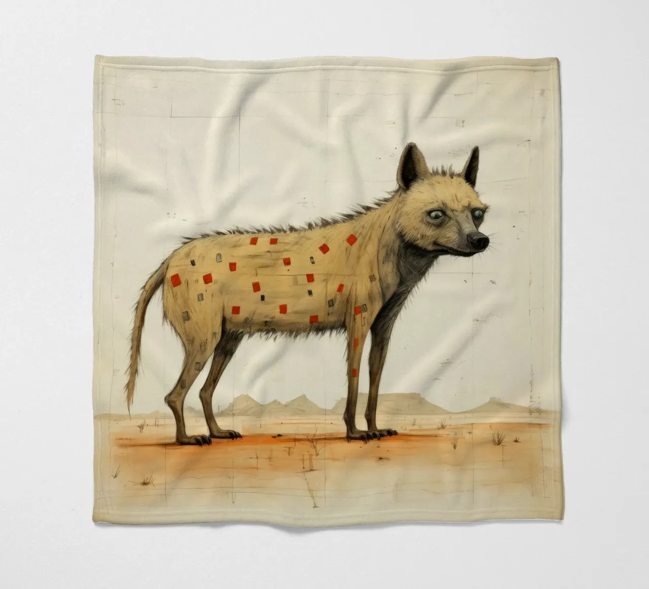 Minimal Hyäne Fleecedecke von Minimal Animal Art