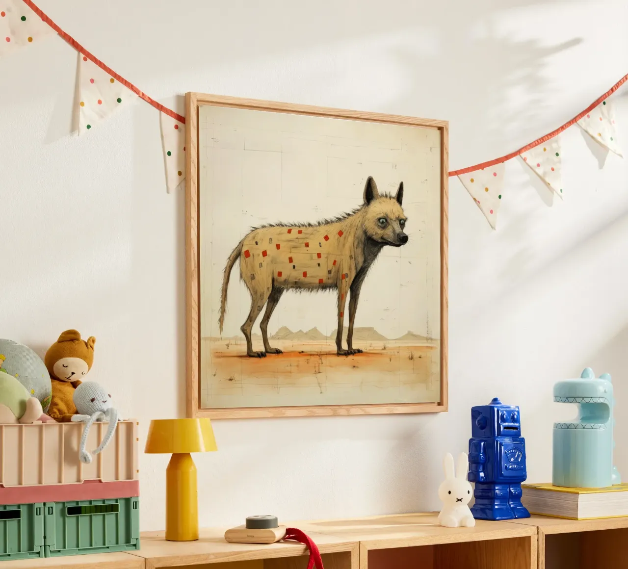 Minimale Hyena acryl van Minimal Animal Art