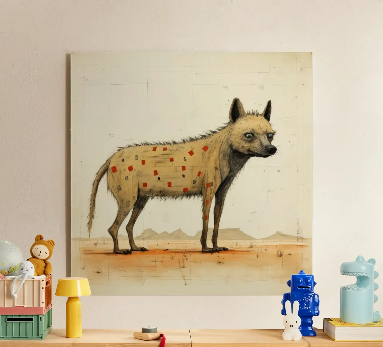 Minimale Hyena acryl van Minimal Animal Art