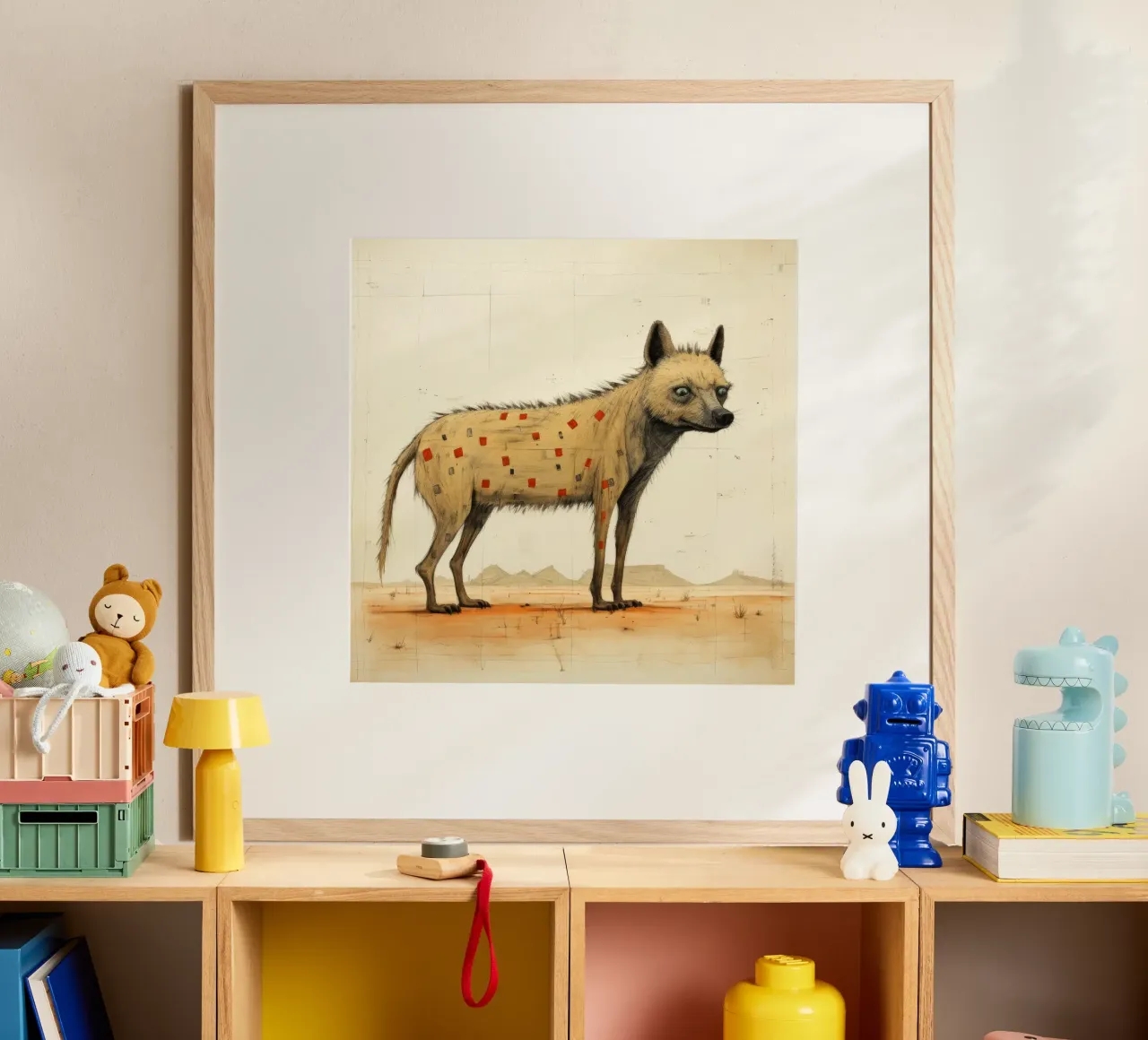 Minimal Hyena poster da Minimal Animal Art