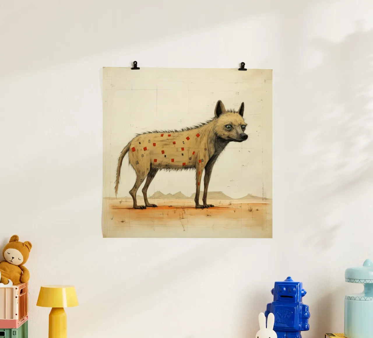 Minimal Hyena poster da Minimal Animal Art