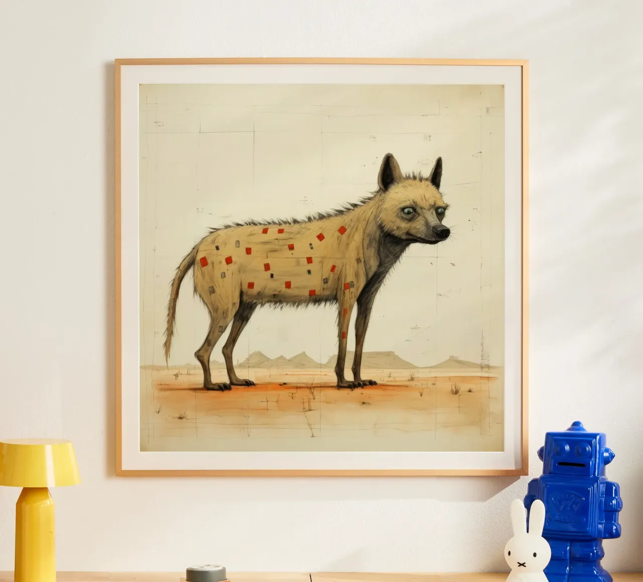 Minimal Hyena poster da Minimal Animal Art