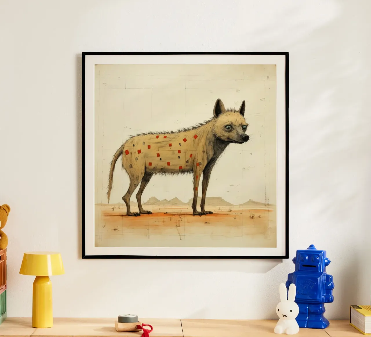 Minimal Hyena poster da Minimal Animal Art