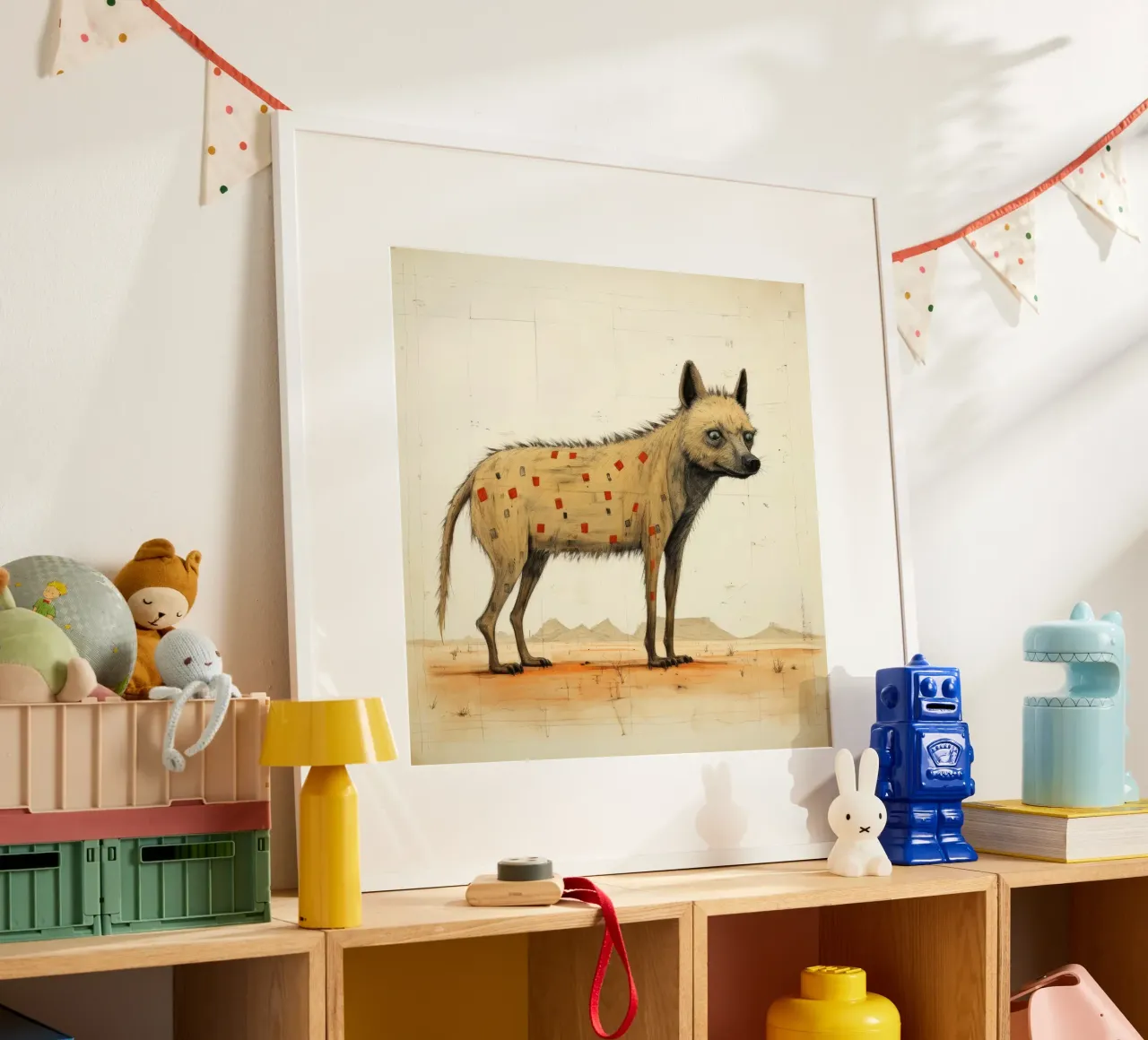 Minimal Hyena poster da Minimal Animal Art