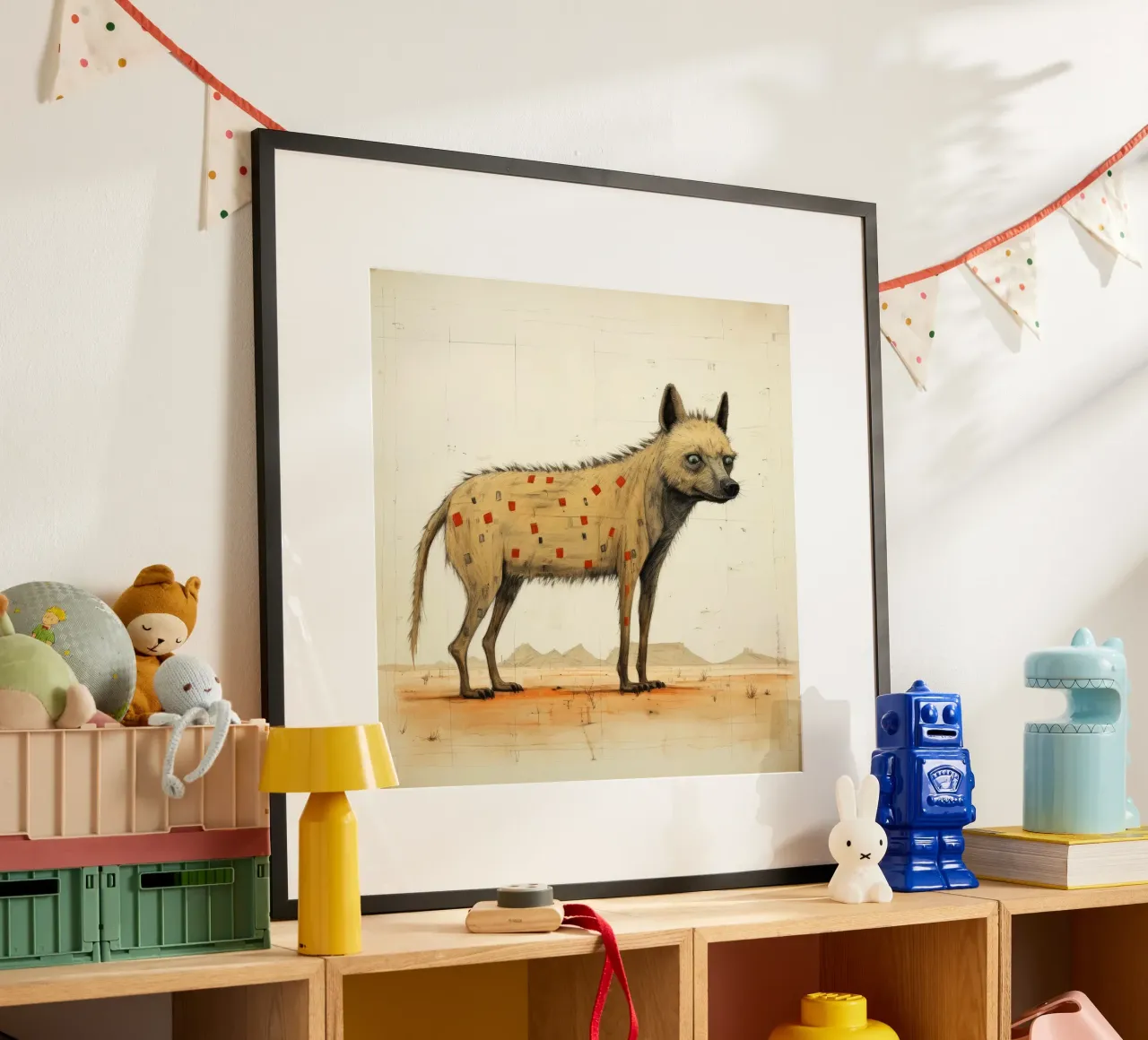 Minimal Hyena poster da Minimal Animal Art