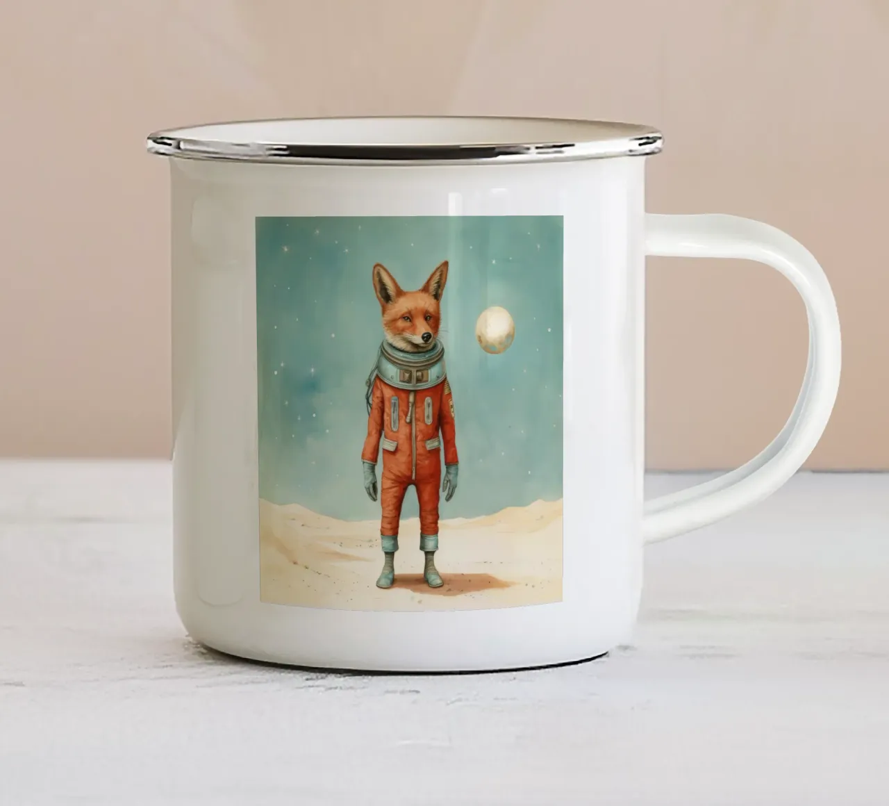 Sciacallo minimo 2 tazza in smalto da Minimal Animal Art