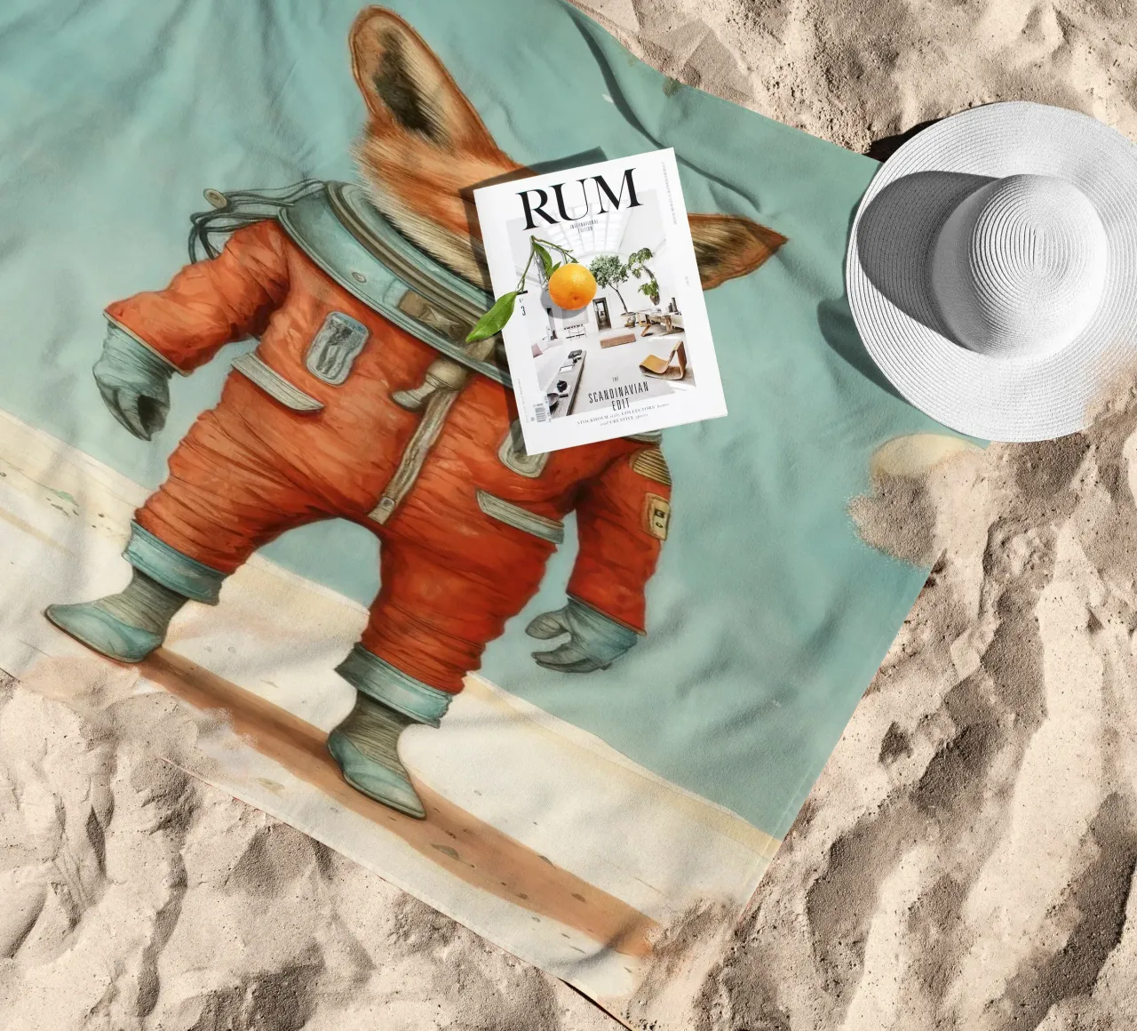 Sciacallo minimo 2 telo mare da Minimal Animal Art