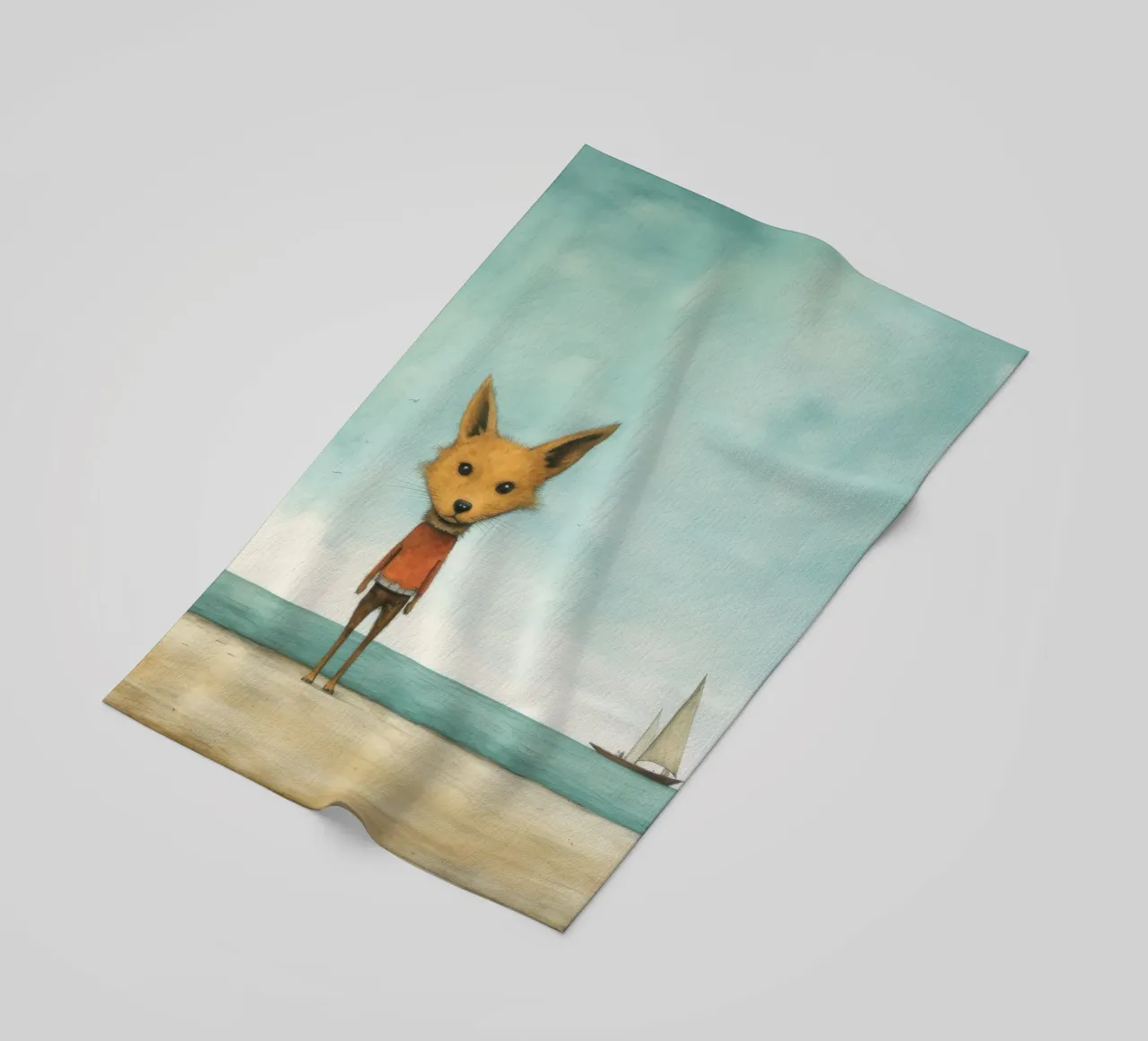 Sciacallo minimo 3 telo mare da Minimal Animal Art