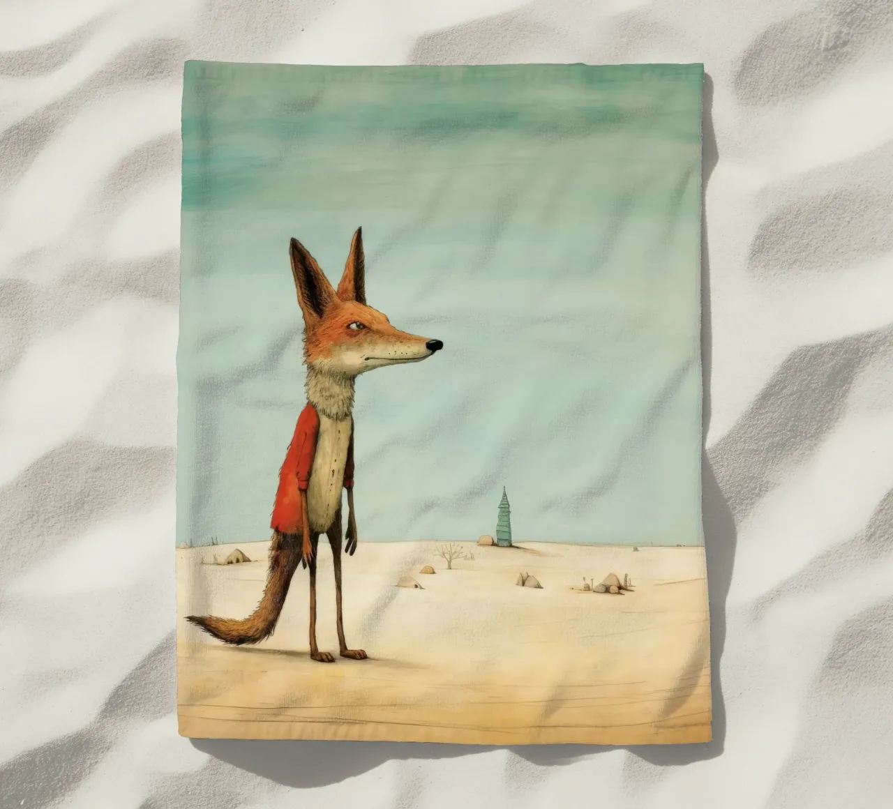 Sciacallo minimo 4 telo mare da Minimal Animal Art