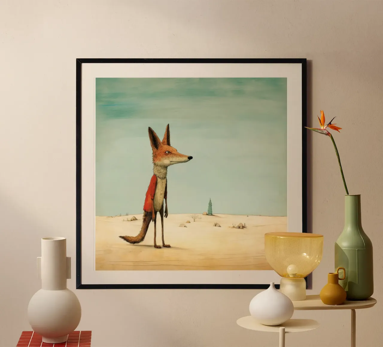 Minimale Jakhals 4 poster van Minimal Animal Art